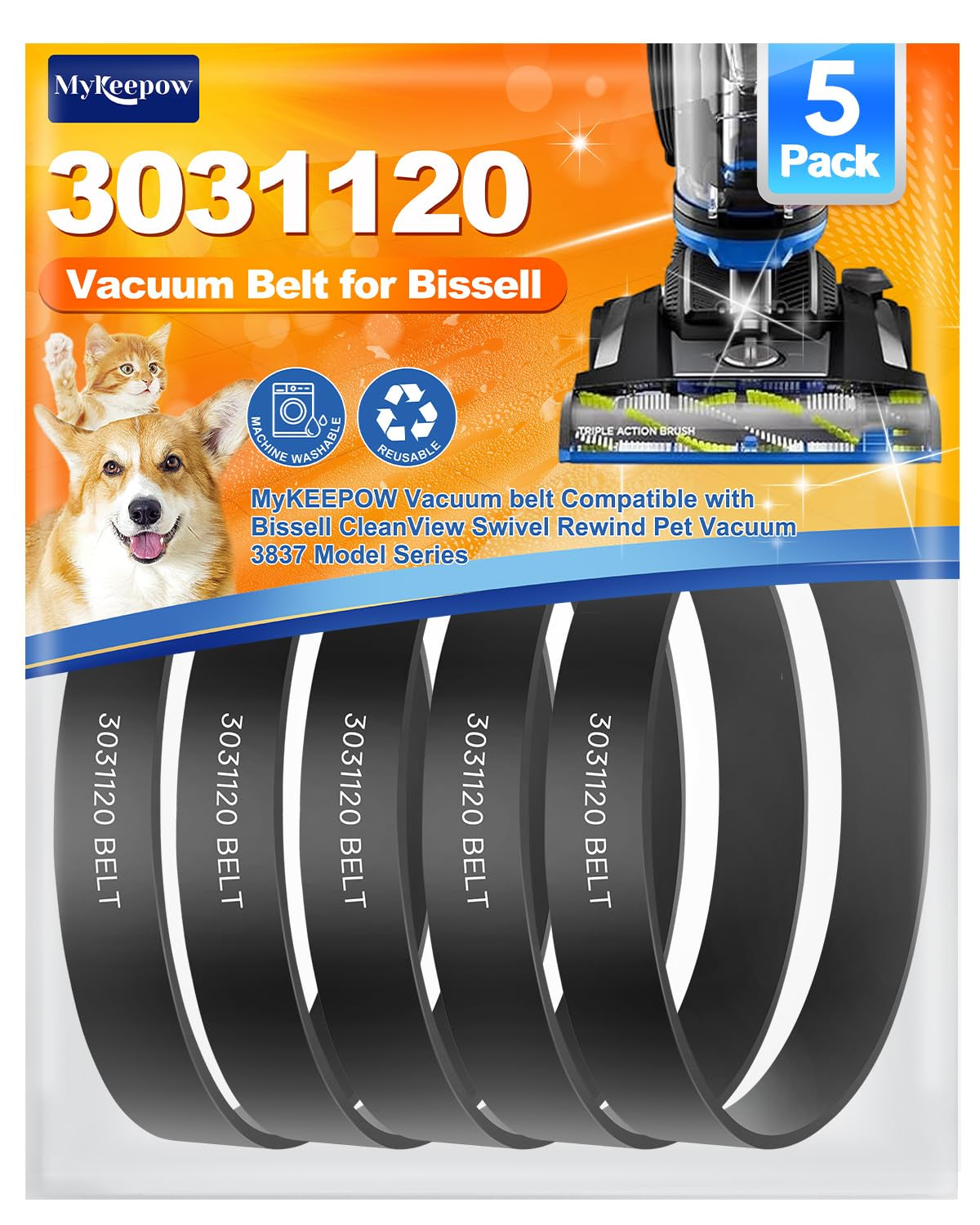 Vacuum Belt Compatible with Bissell Cleanview Swivel Rewind Pet Vacuum