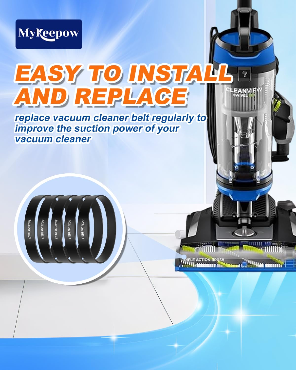 Vacuum Belt Compatible with Bissell Cleanview Swivel Rewind Pet Vacuum