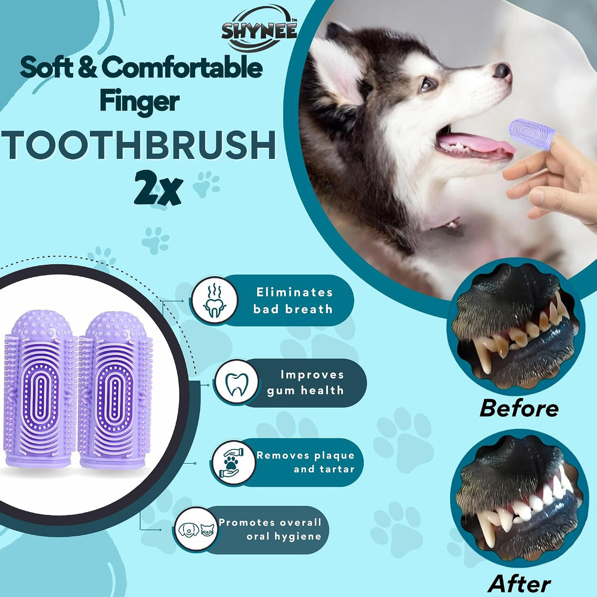 8Pcs Premium Quality Grooming & Bath Supplies for Dogs & Cats - Dog Shampoo Brush | Dog Washing Gloves | Adjustable Dog Bath Brush | Dog Paw Cleaner | Pet Hair Removing Brush, Massager | 2X Toothbrush