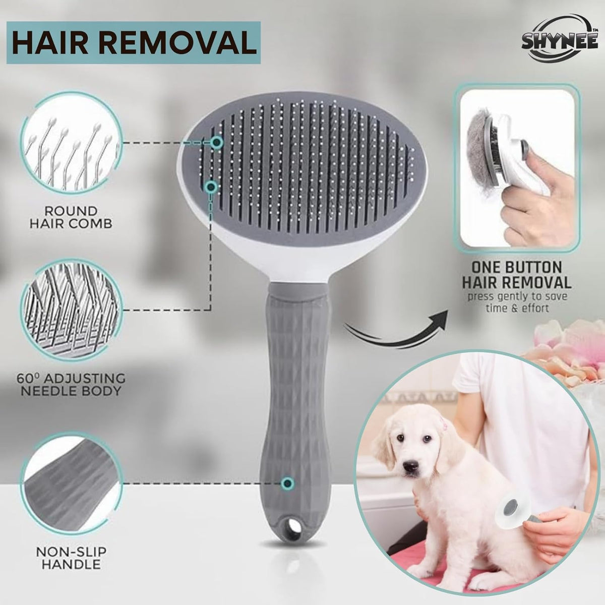 8Pcs Premium Quality Grooming & Bath Supplies for Dogs & Cats - Dog Shampoo Brush | Dog Washing Gloves | Adjustable Dog Bath Brush | Dog Paw Cleaner | Pet Hair Removing Brush, Massager | 2X Toothbrush