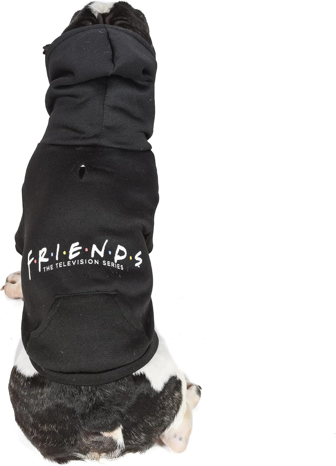 Friends the TV Show Dog Hoodie with Hood and Pocket for Treats or Waste Bags - Pet Clothes for Friends Lovers, Officially Licensed Dog Apparel & Accessories, Black, Size Extra Large