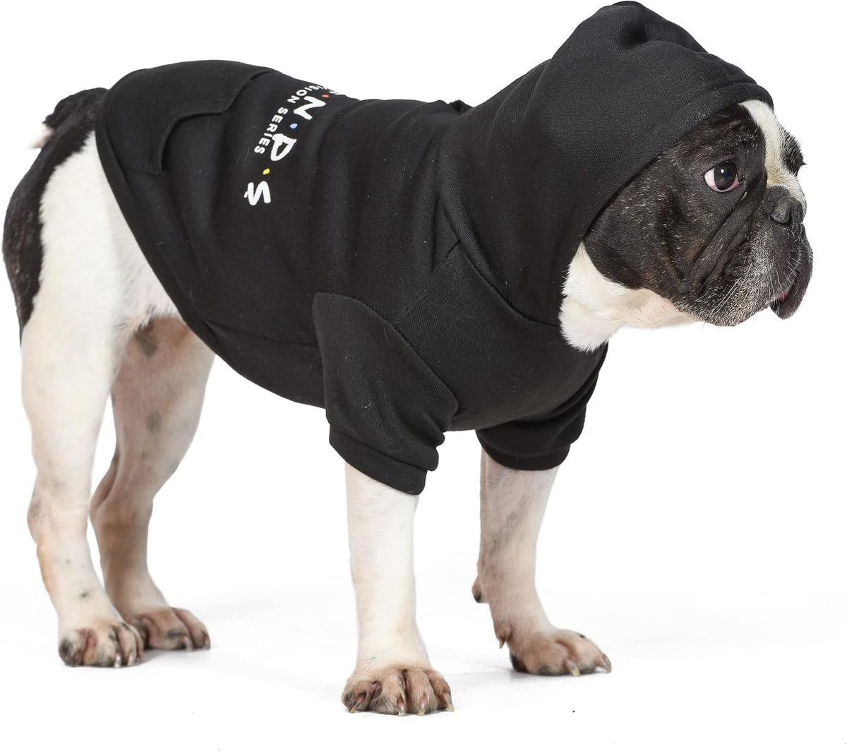 Friends the TV Show Dog Hoodie with Hood and Pocket for Treats or Waste Bags - Pet Clothes for Friends Lovers, Officially Licensed Dog Apparel & Accessories, Black, Size Extra Large